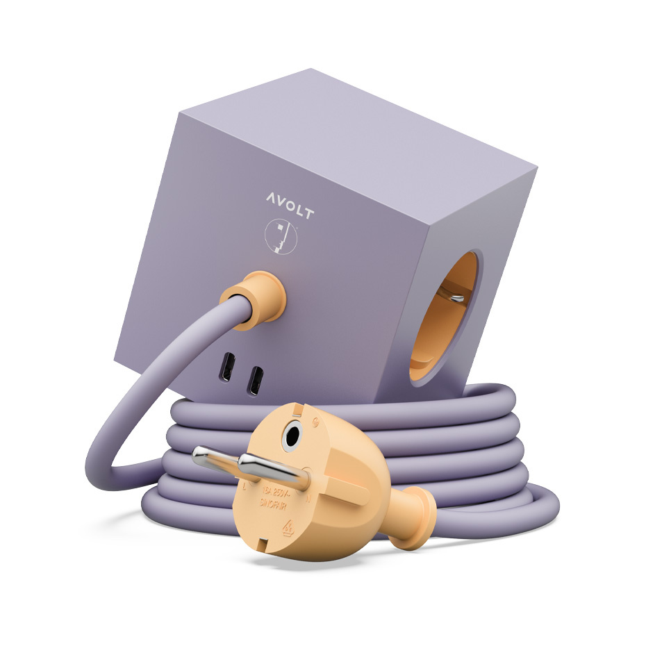 Square 1 Grenuttag Dual USB-C 30W & Magnet 1,8m Bauhaus-Archiv Edition Lavender Glow