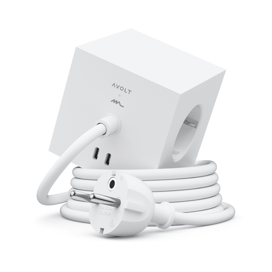 Square 1 Grenuttag Dual USB-C 30W & Magnet 1,8m Martinelli Luce Edition Opal White