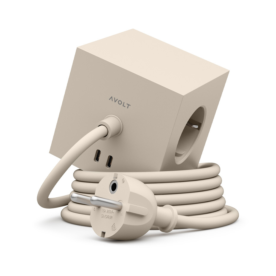 Square 1 Grenuttag Dual USB-C 30W & Magnet 3m Nomad Sand