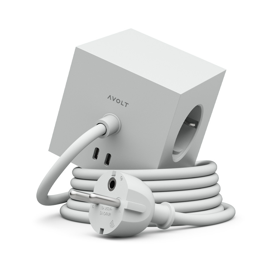 Square 1 Grenuttag Dual USB-C 30W & Magnet 3m Gotland Grey