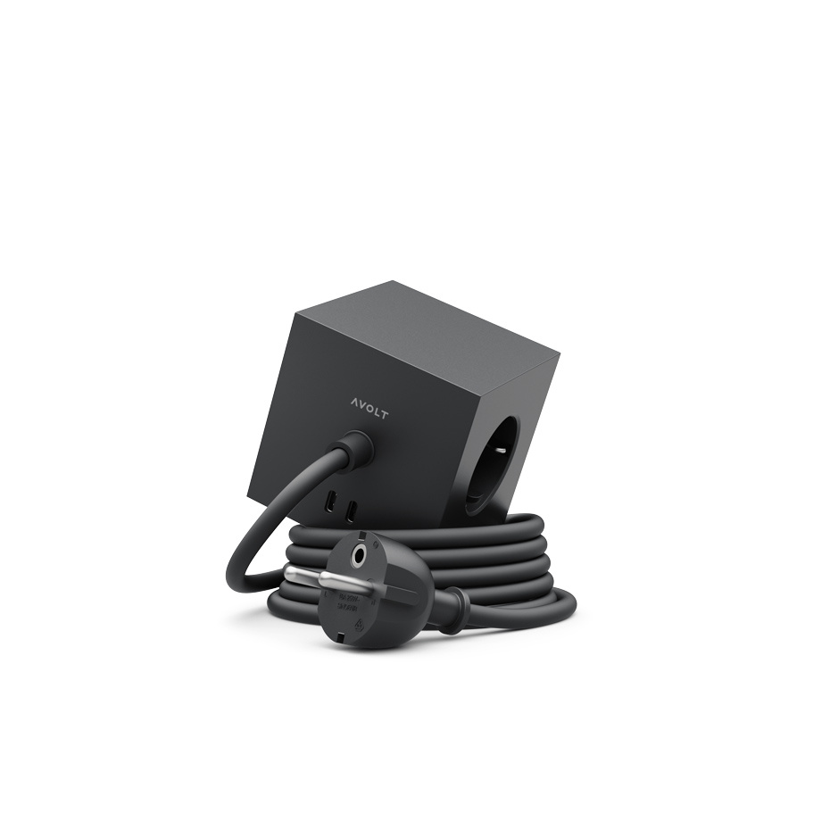 Square 1 Grenuttag Dual USB-C 30W & Magnet 3m Stockholm Black