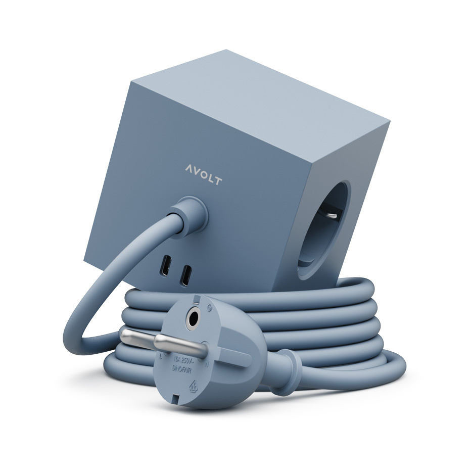 Square 1 Grenuttag Dual USB-C 30W & Magnet 3m Shark Blue