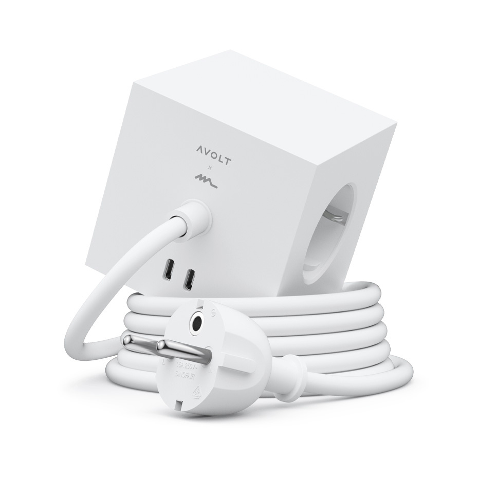 Square 1 Grenuttag Dual USB-C 30W & Magnet 3m Martinelli Luce Edition Opal White