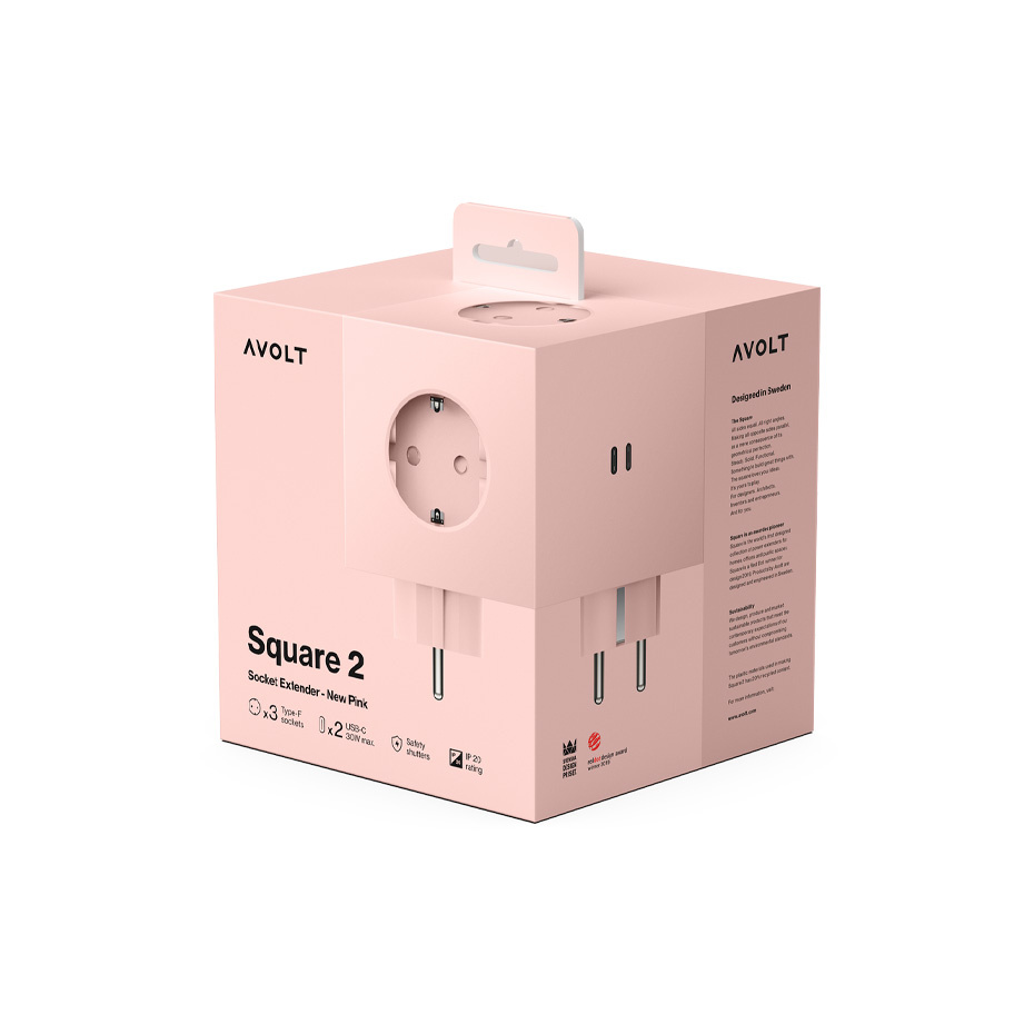 Avolt Square 2 Grenuttag Dual USB-C 30W New Pink