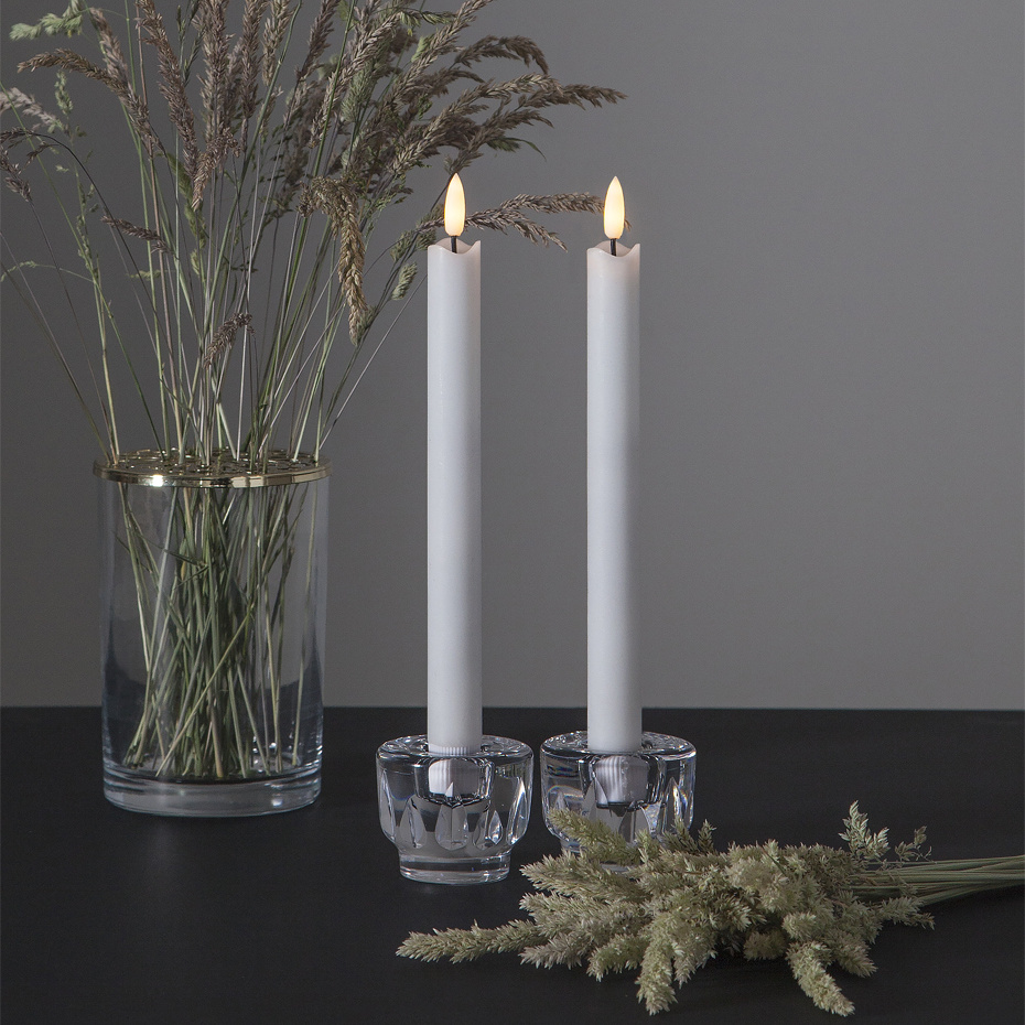 Flamme LED Antikljus 25cm Vit 2-Pack