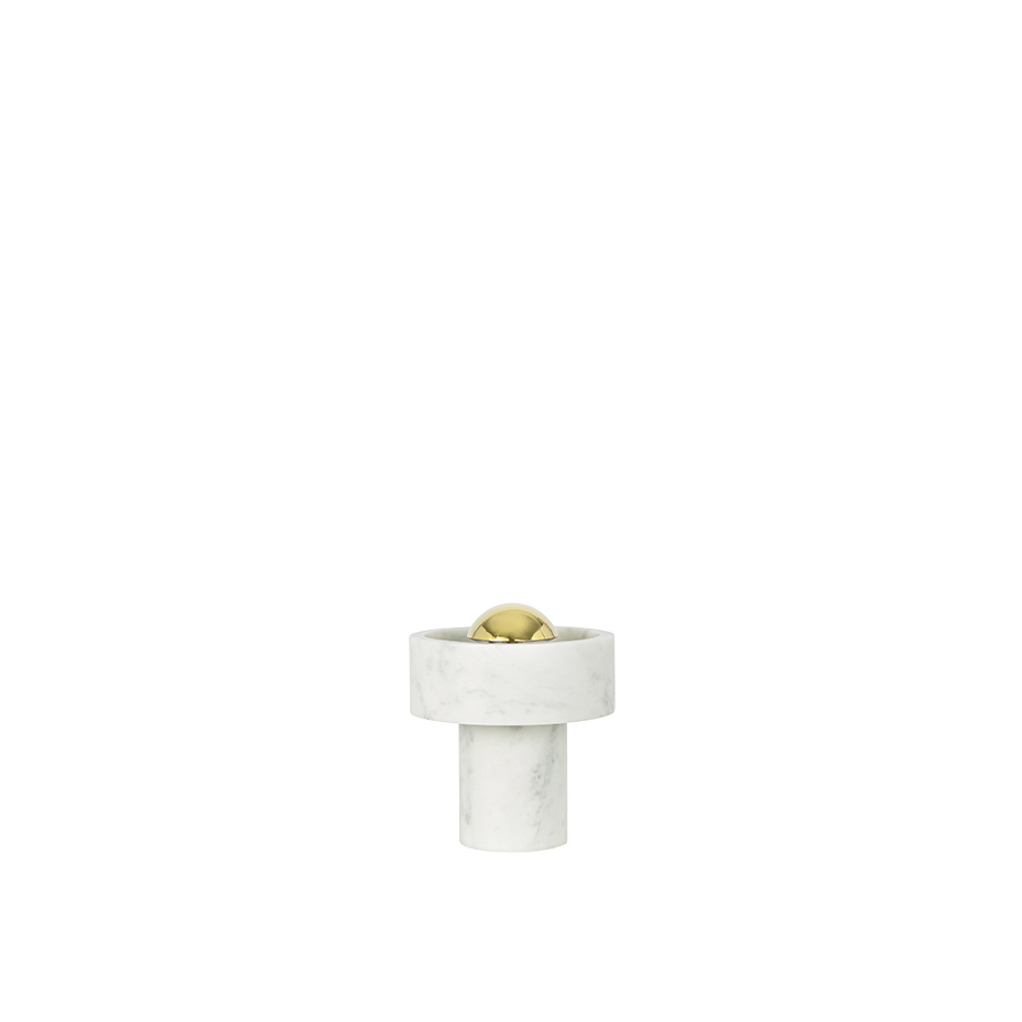 Tom Dixon Stone Portable LED Bordslampa Polished Brass/White Marble