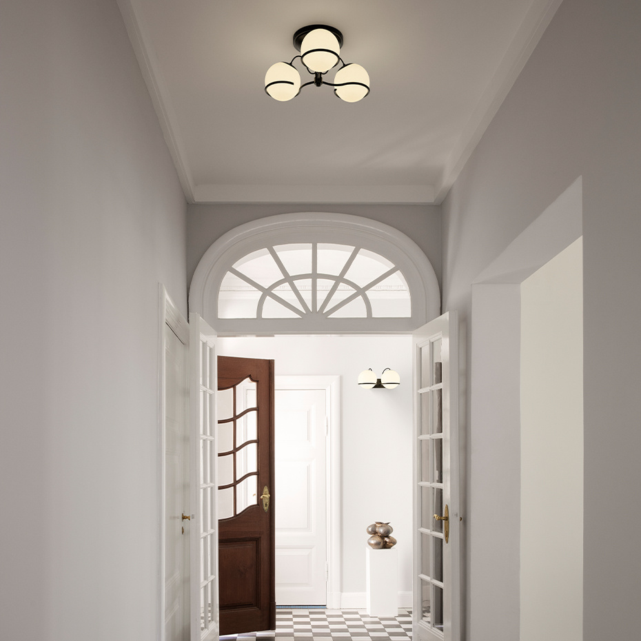 Model 2042/3 Taklampa Opal Glass/Black