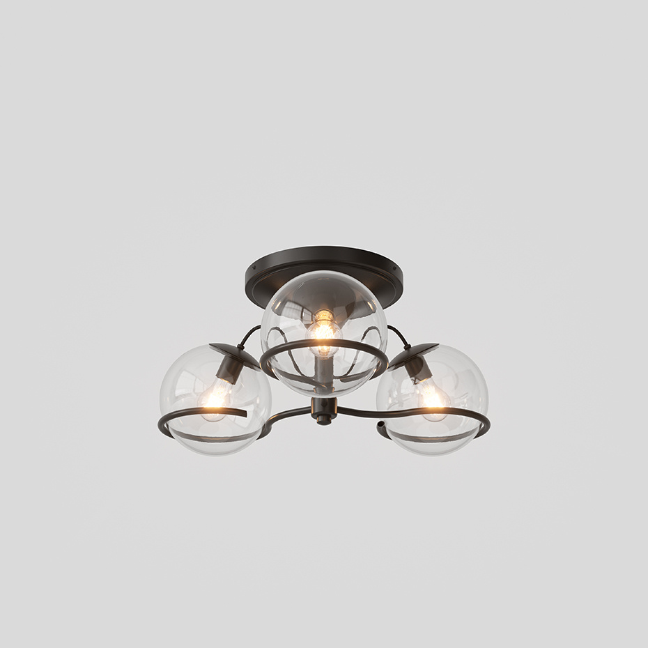 Model 2042/3 Taklampa Transparent Glass/Black
