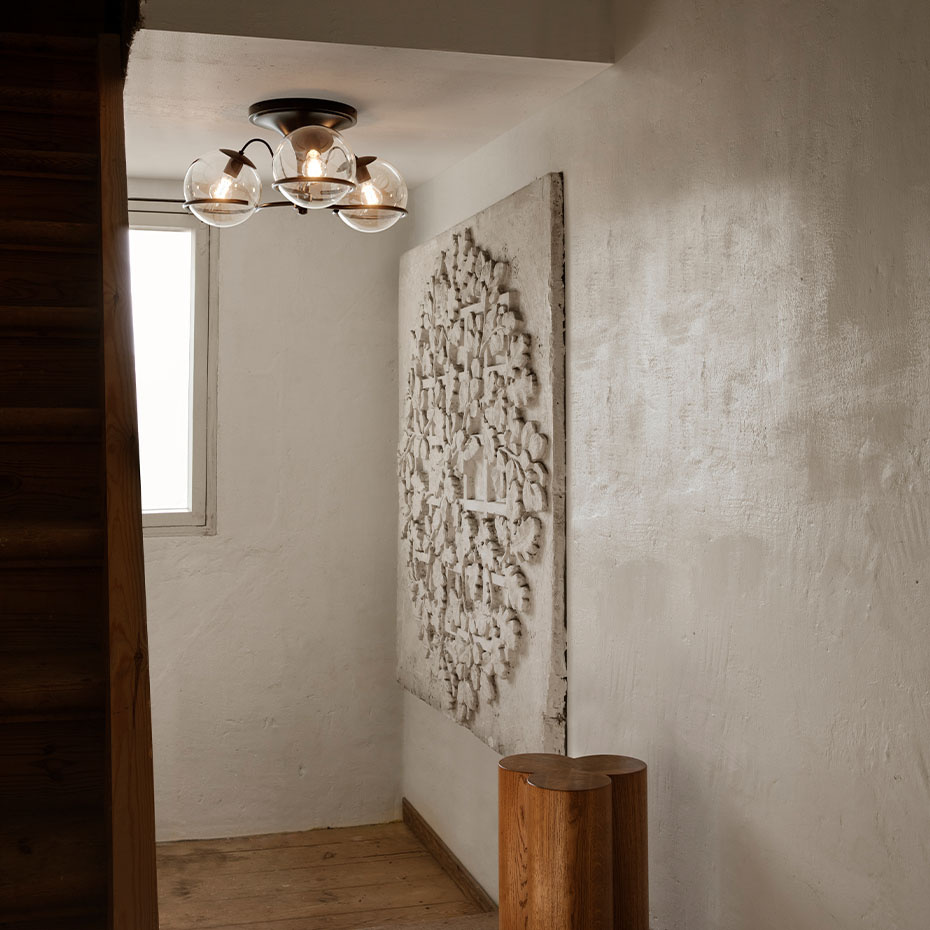 Model 2042/3 Taklampa Transparent Glass/Black