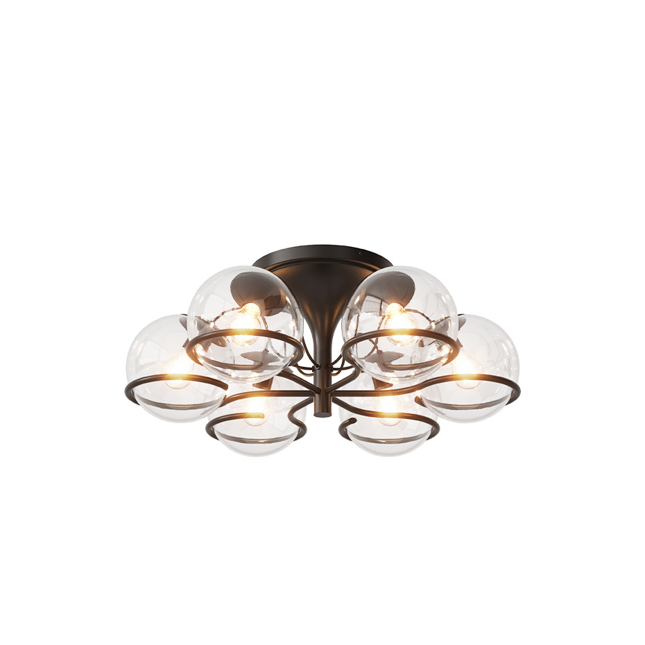 Model 2042/6 Taklampa Transparent Glass/Black