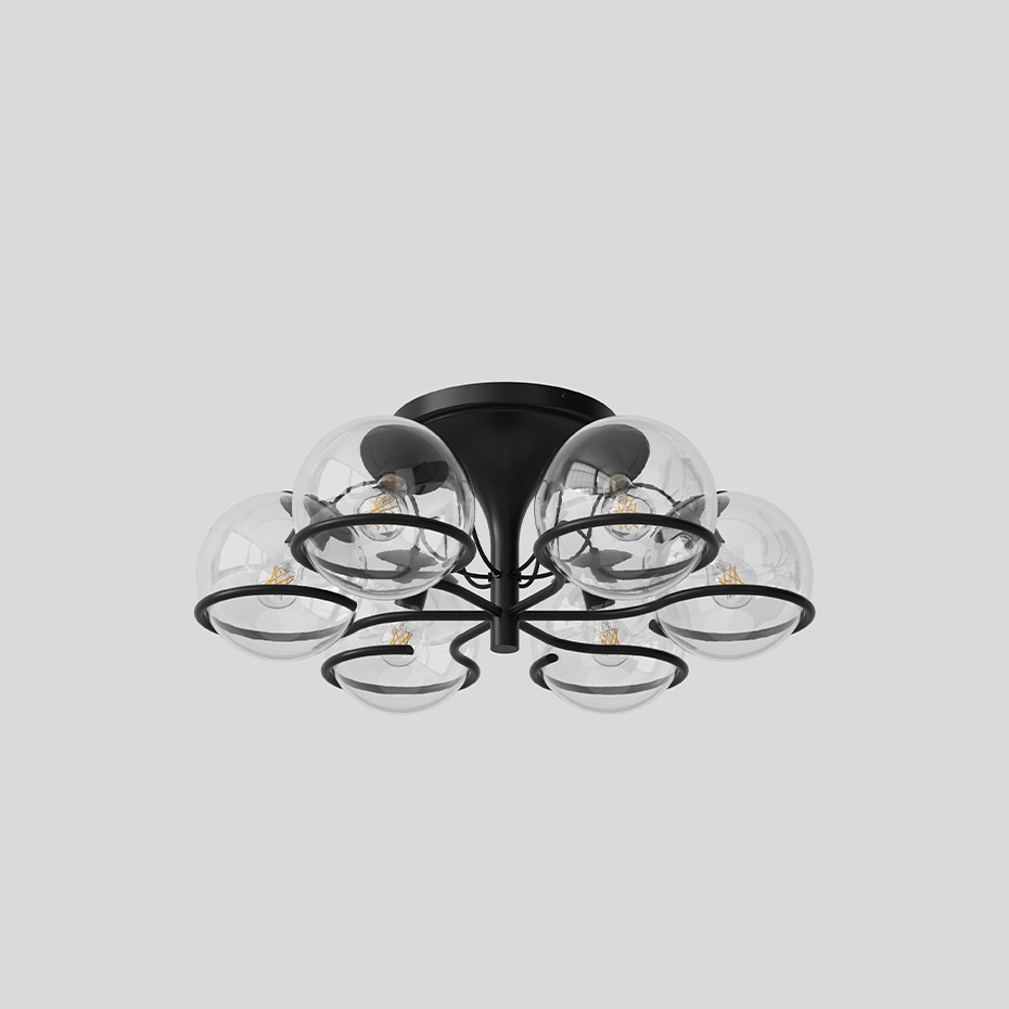 Model 2042/6 Taklampa Transparent Glass/Black