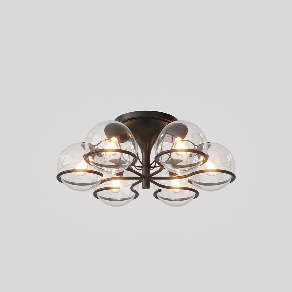 Model 2042/6 Taklampa Transparent Glass/Black