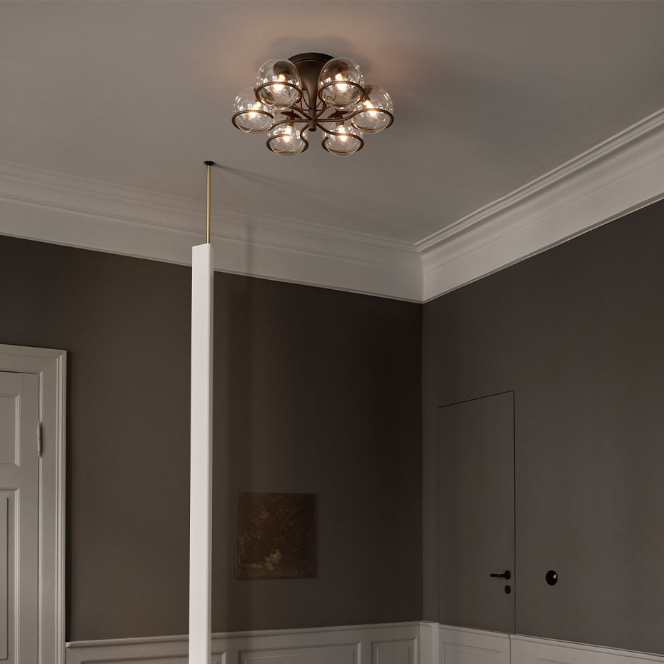 Model 2042/6 Taklampa Transparent Glass/Black