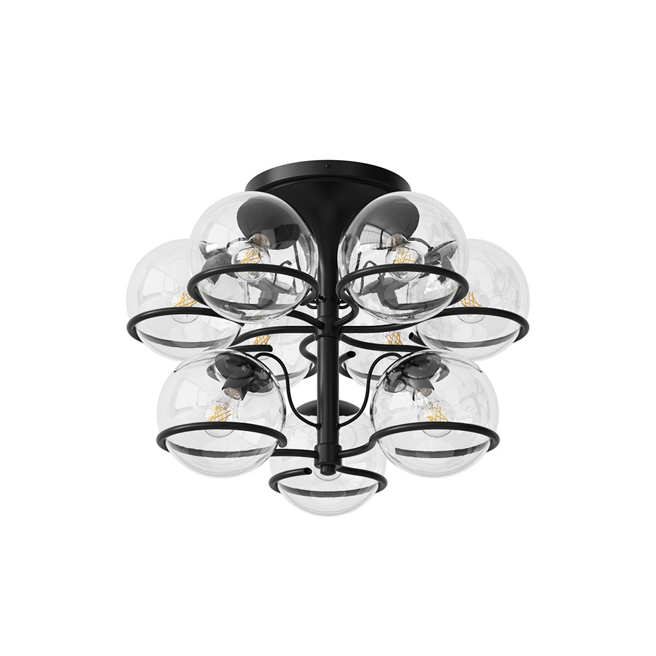 Model 2042/9 Taklampa Transparent Glass/Black