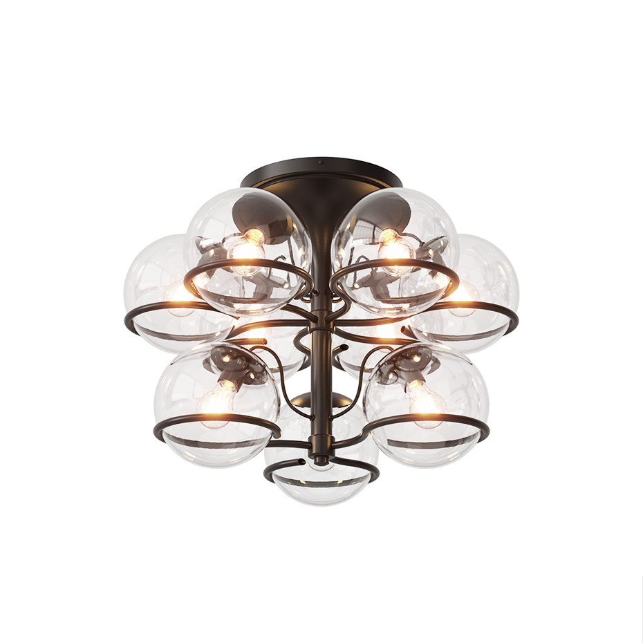 Model 2042/9 Taklampa Transparent Glass/Black