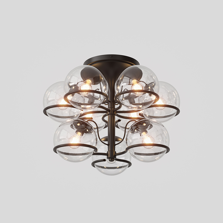 Model 2042/9 Taklampa Transparent Glass/Black