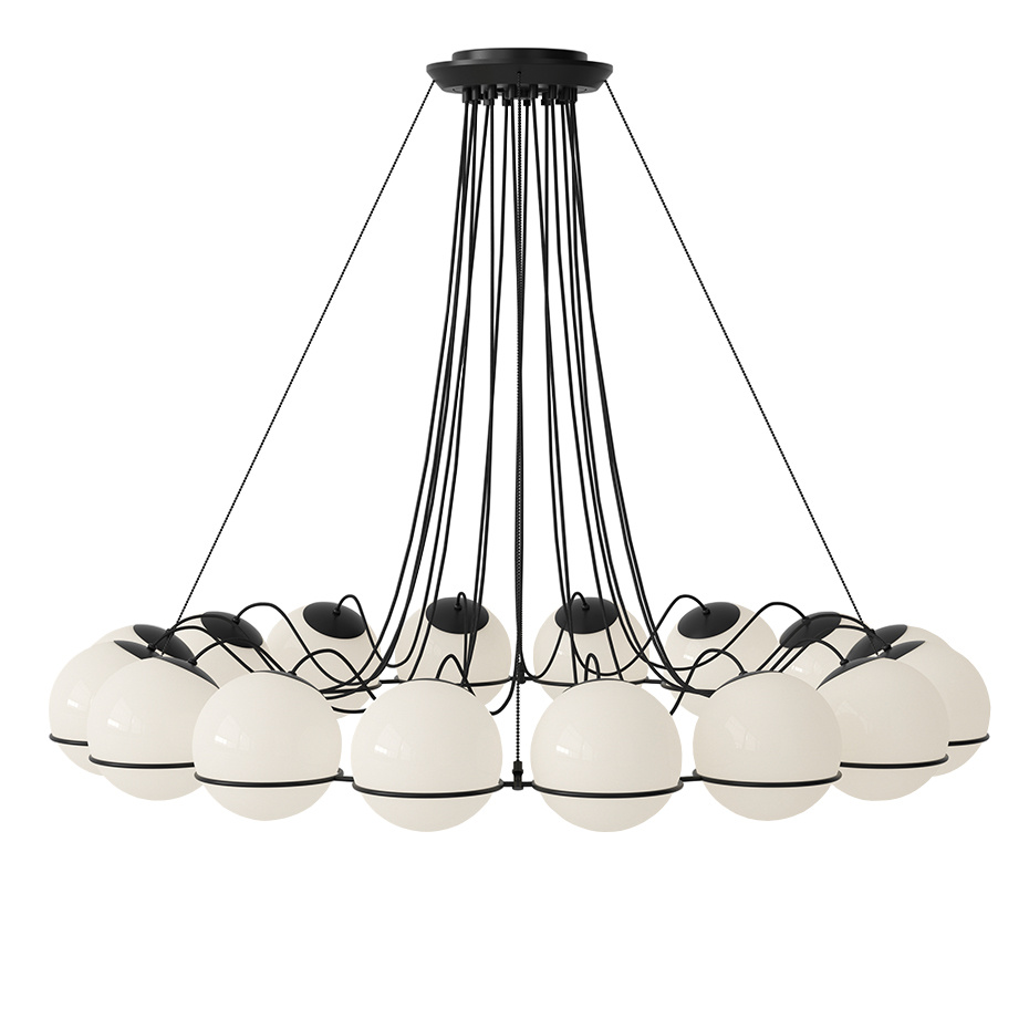 Model 2109/16/20 Ljuskrona Opal Glass/Black