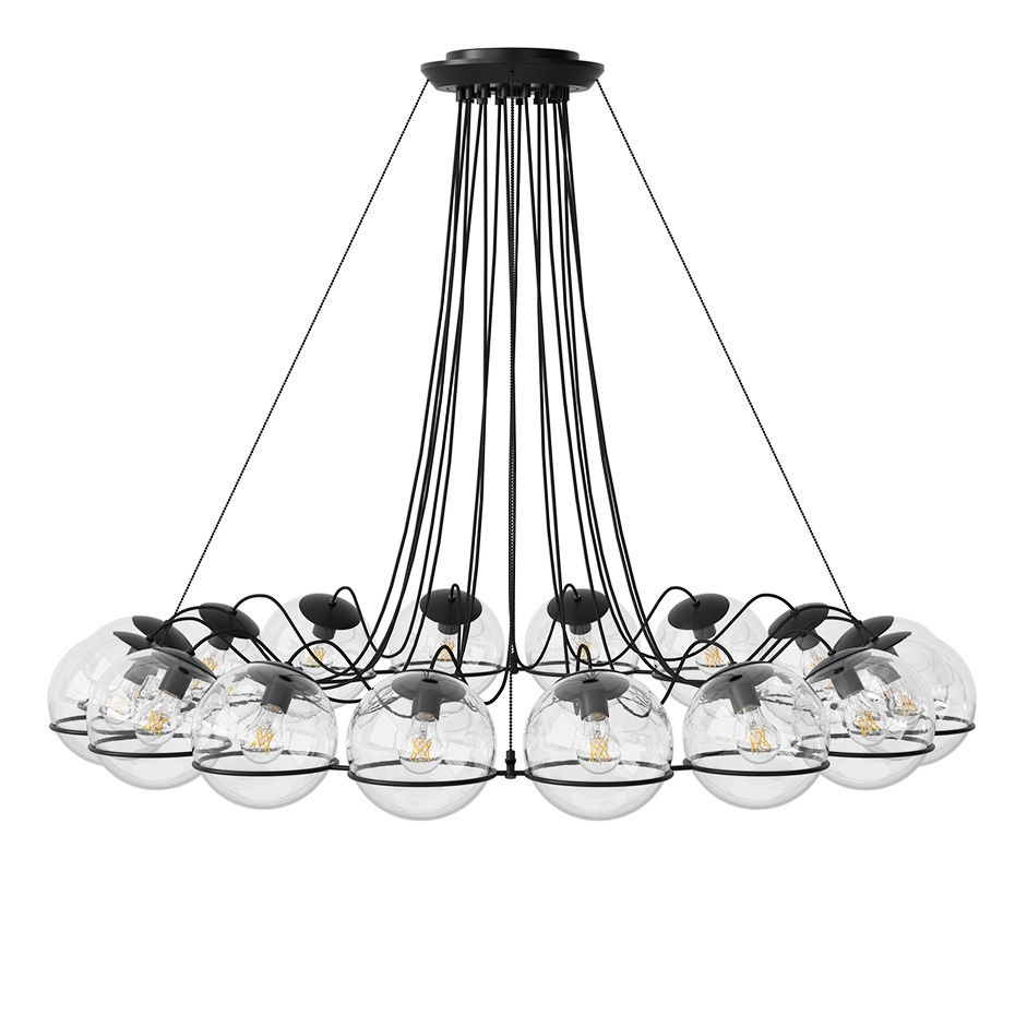 Model 2109/16/20 Ljuskrona Transparent Glass/Black