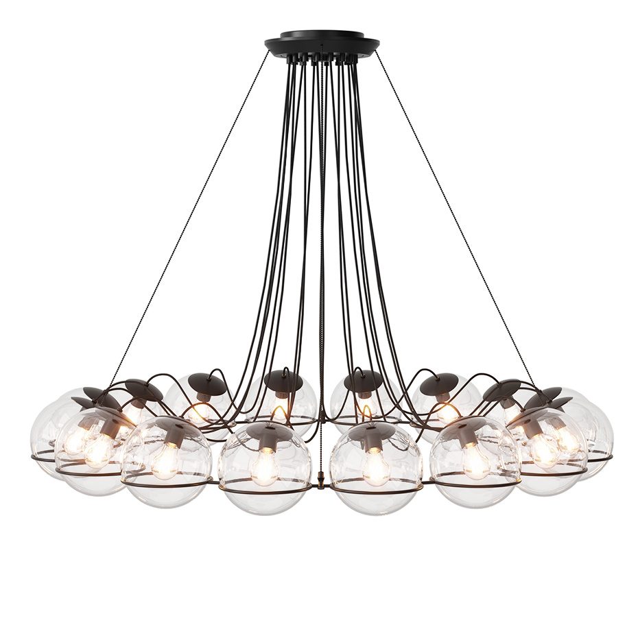 Model 2109/16/20 Ljuskrona Transparent Glass/Black