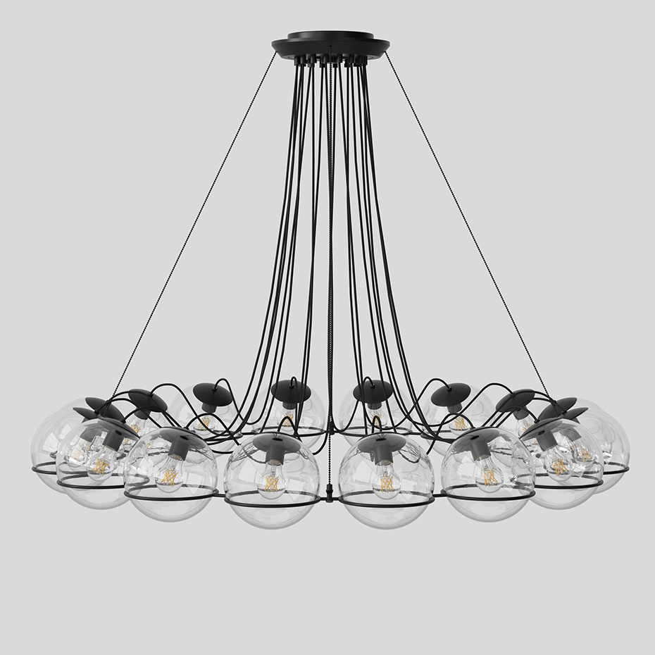 Model 2109/16/20 Ljuskrona Transparent Glass/Black