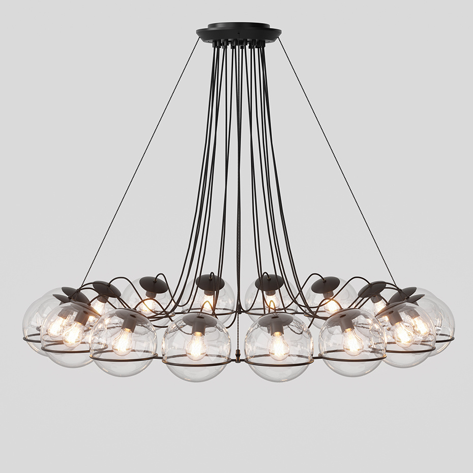 Model 2109/16/20 Ljuskrona Transparent Glass/Black