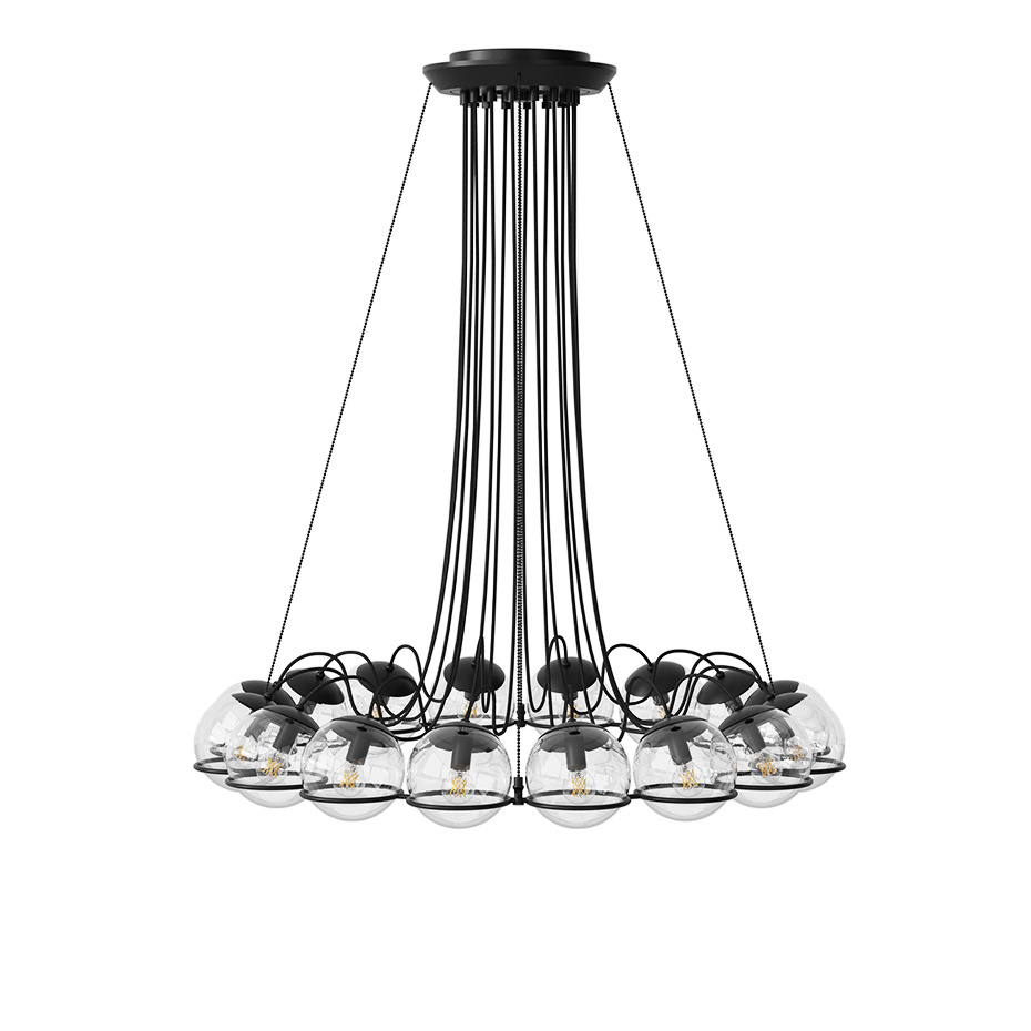 Model 2109/16/14 Ljuskrona Transparent Glass/Black