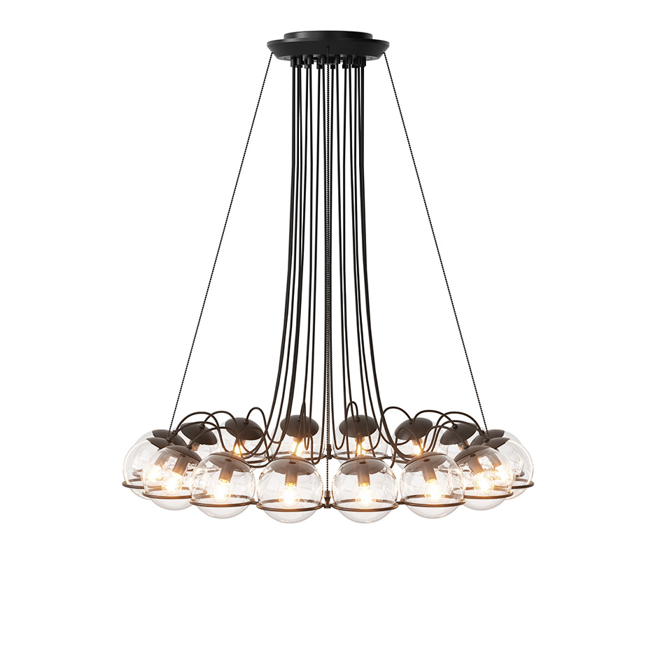 Model 2109/16/14 Ljuskrona Transparent Glass/Black