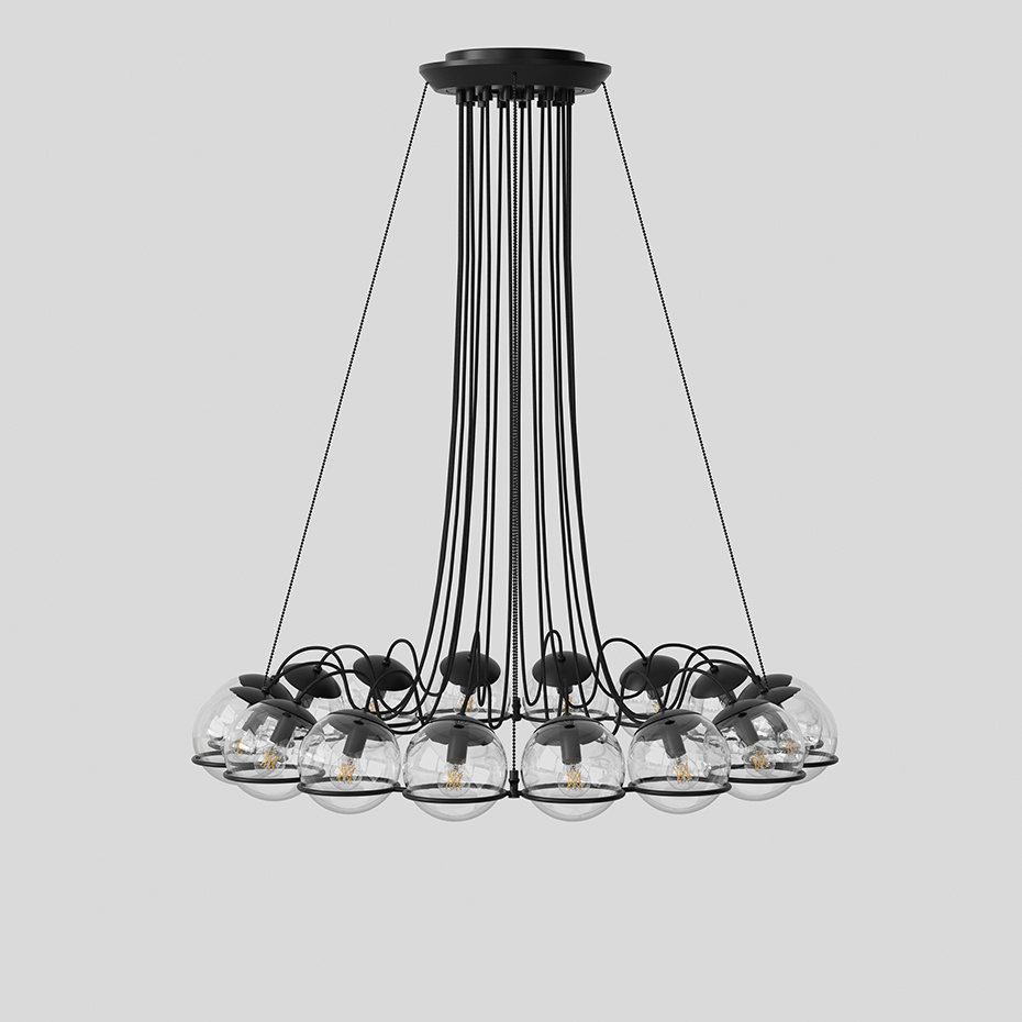 Model 2109/16/14 Ljuskrona Transparent Glass/Black