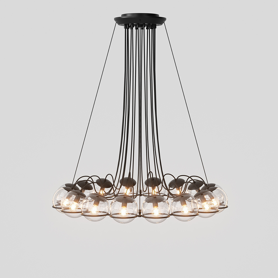 Model 2109/16/14 Ljuskrona Transparent Glass/Black