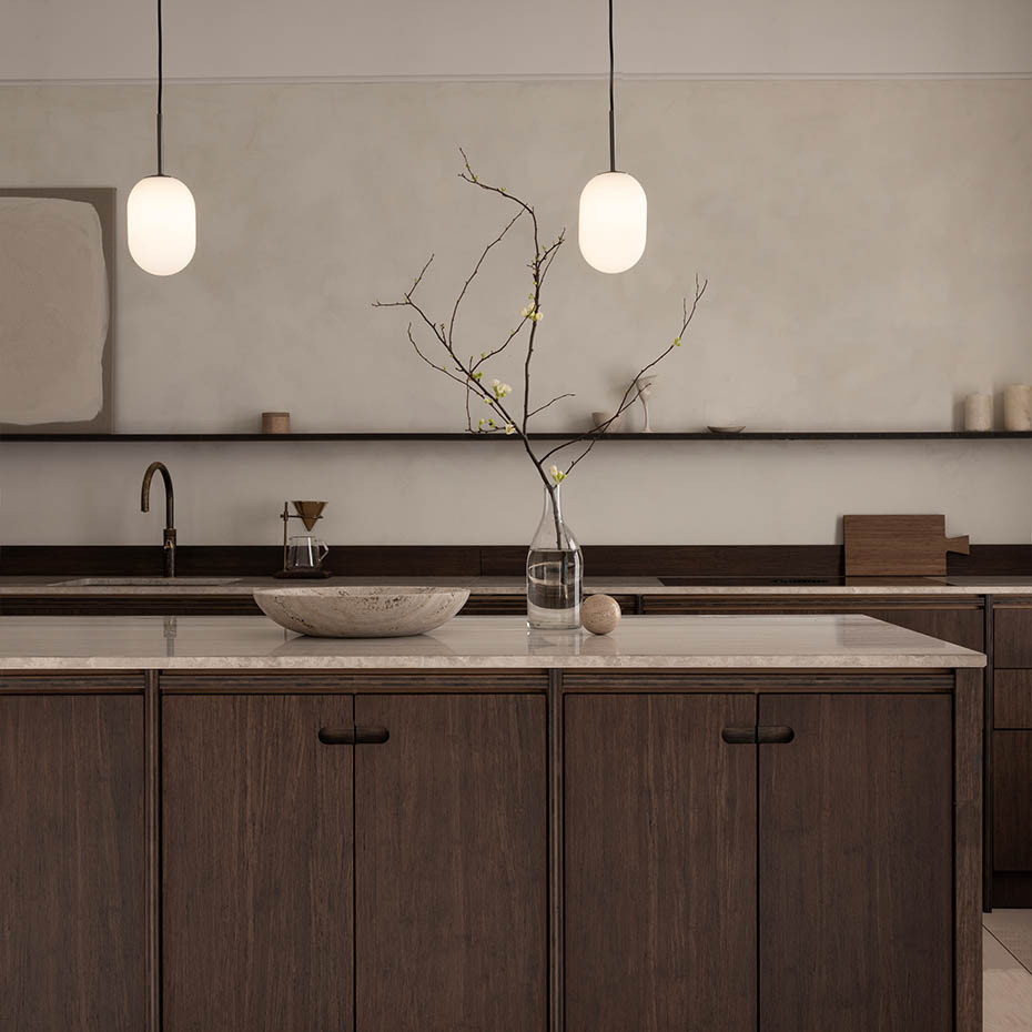 Noor Pendel Small Opalglas/Svart Krom