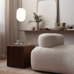 Noor Pendel Medium Opalglas/Svart Krom Noor Pendel Medium Opalglas/Svart Krom