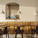 Bower Pendel Medium Oyster White + Sphere IV LED Blub Bower Pendel Medium Oyster White + Sphere IV LED Blub