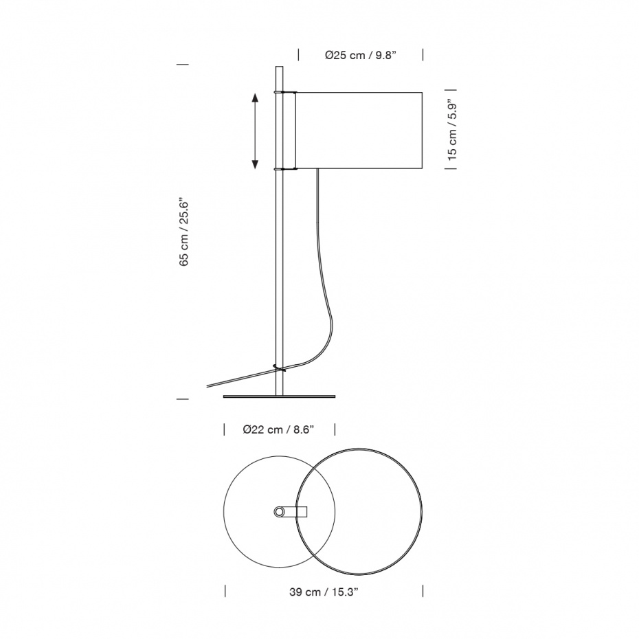 TMD Bordslampa Chrome-Plated/White Parchment
