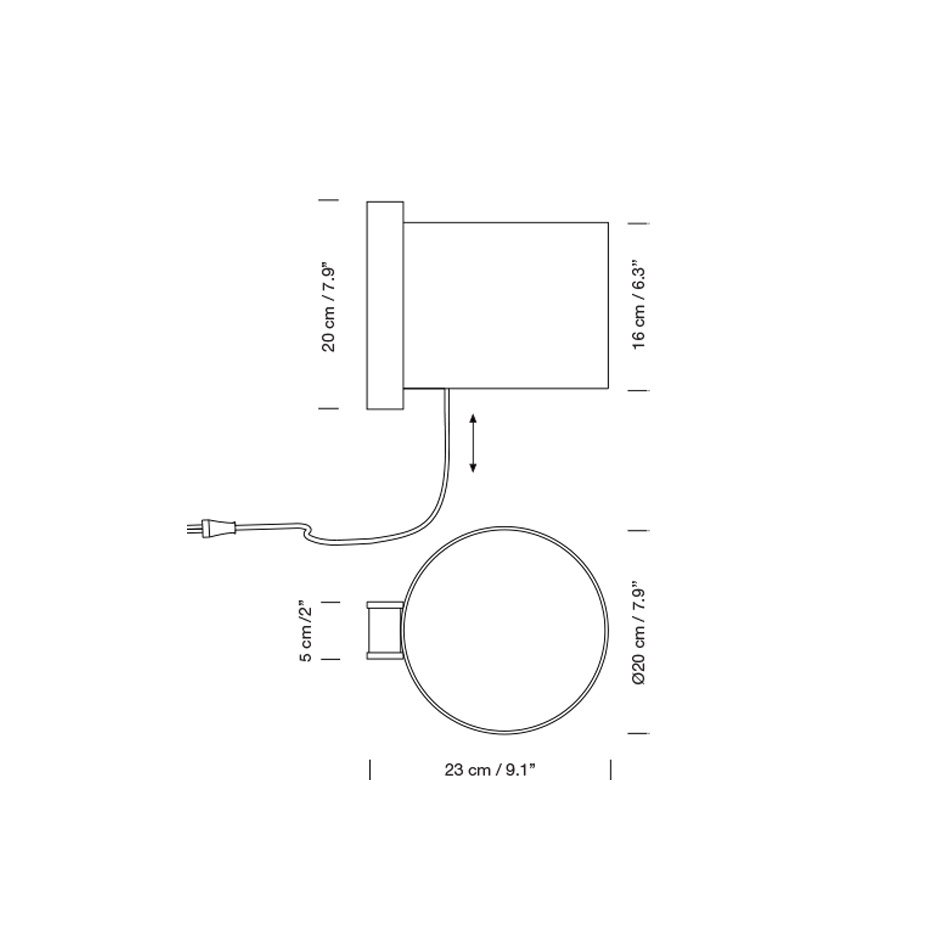TMM Corto Vägglampa Beech/White Med Kabel