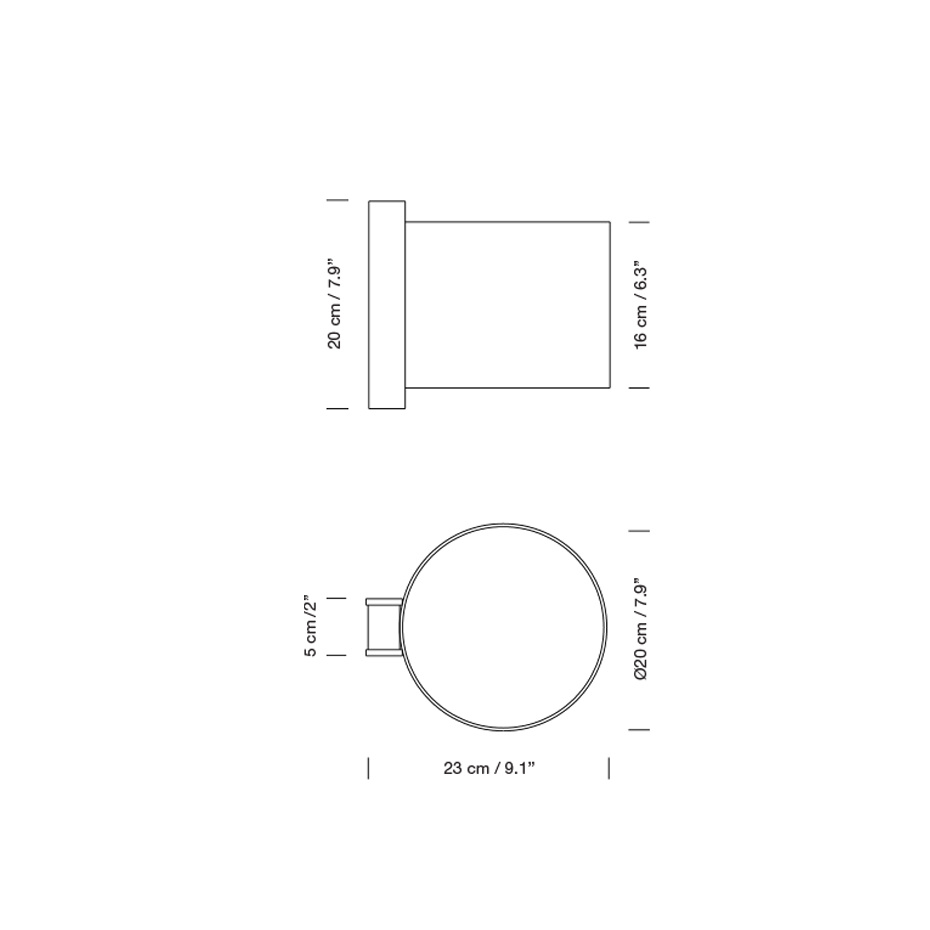 TMM Corto Vägglampa Walnut/White Direktmontage
