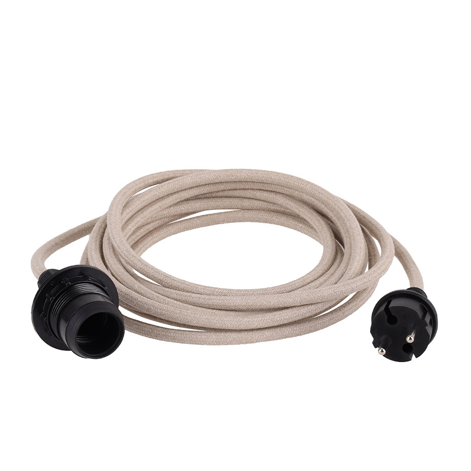 Lampupphäng Utomhus Textilsladd Natural E27 5m