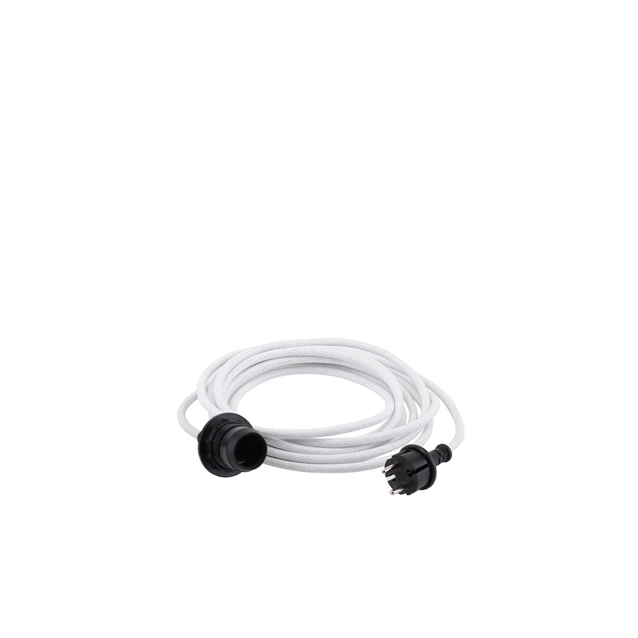 Lampupphäng Utomhus Textilsladd White E27 5m