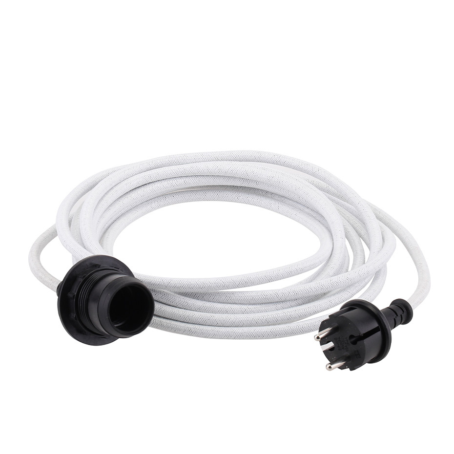 Lampupphäng Utomhus Textilsladd White E27 5m