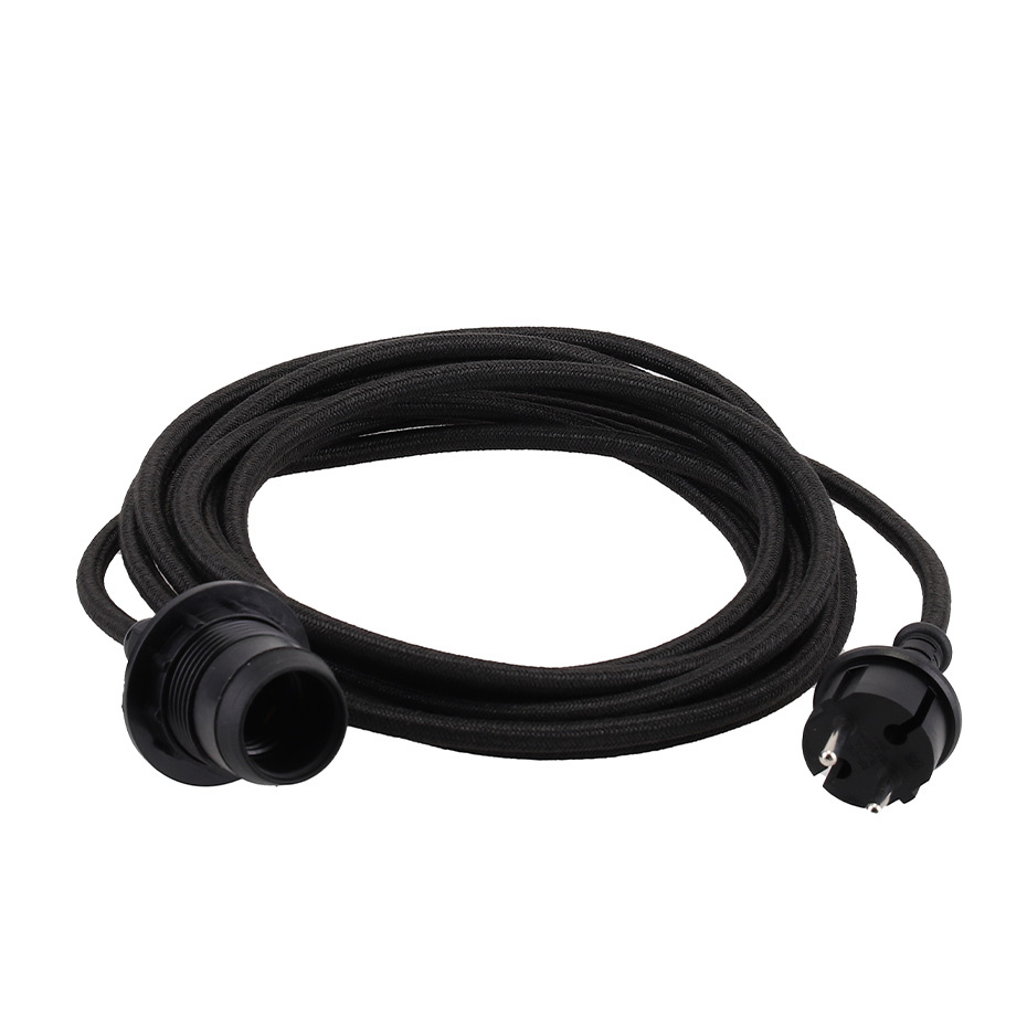 Lampupphäng Utomhus Textilsladd Black E27 5m