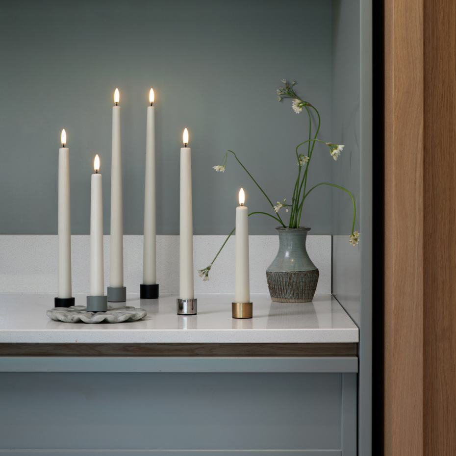 Uyuni Taper LED Candle 20cm Nordic White Smooth 2-Pack