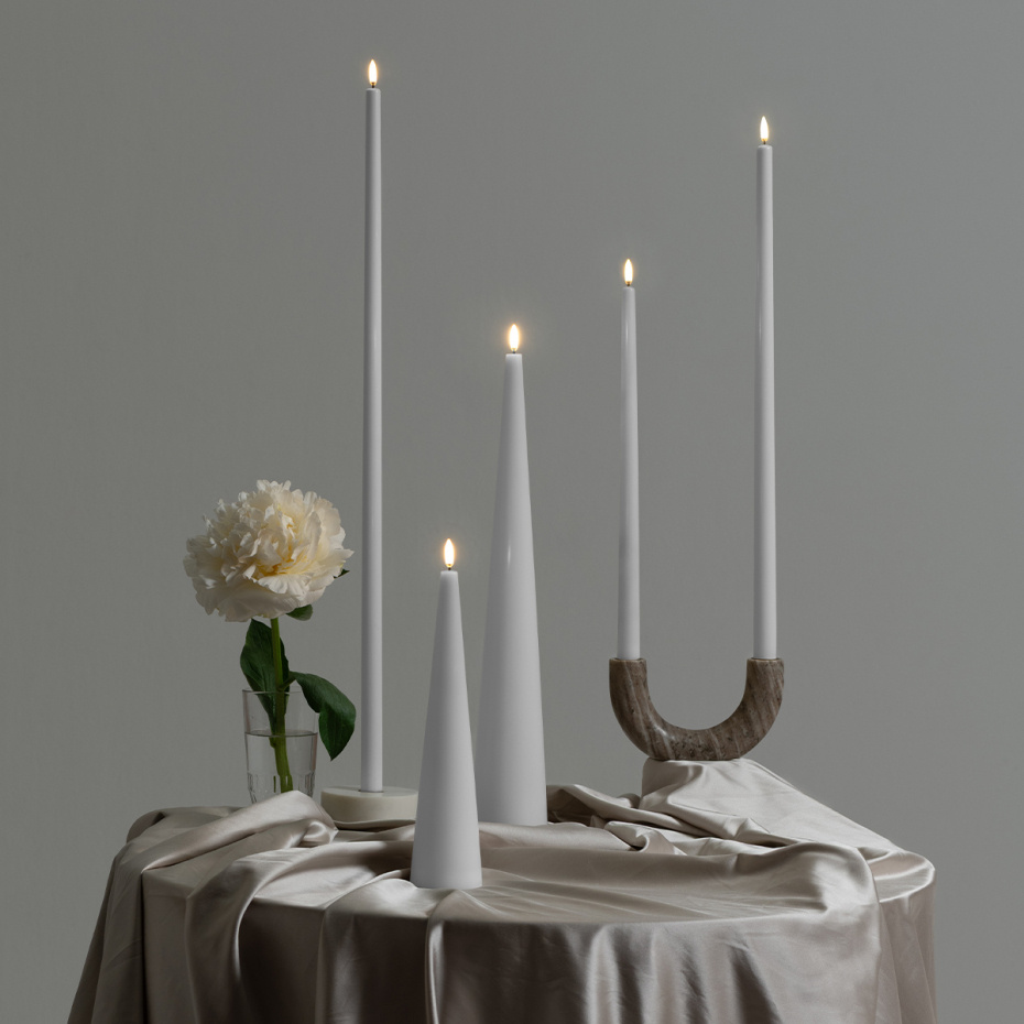 Uyuni Taper LED Candle 32cm Nordic White Smooth 2-Pack