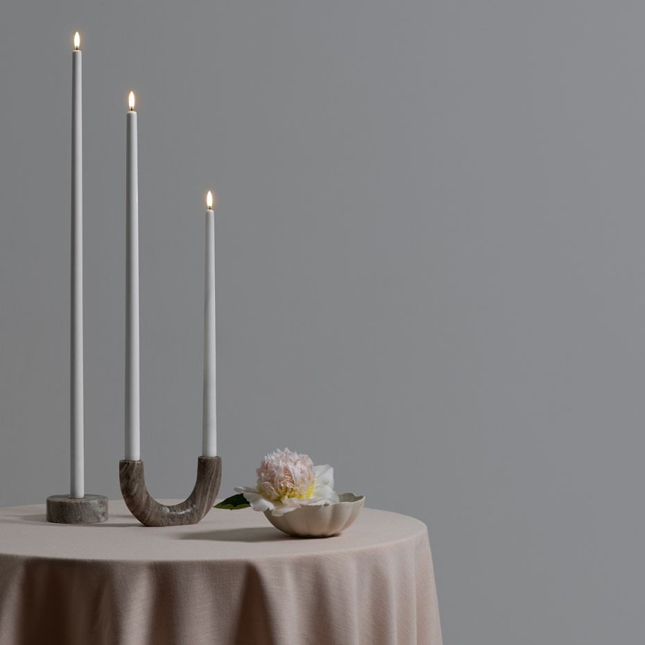 Uyuni Taper LED Candle 32cm Nordic White Smooth 2-Pack
