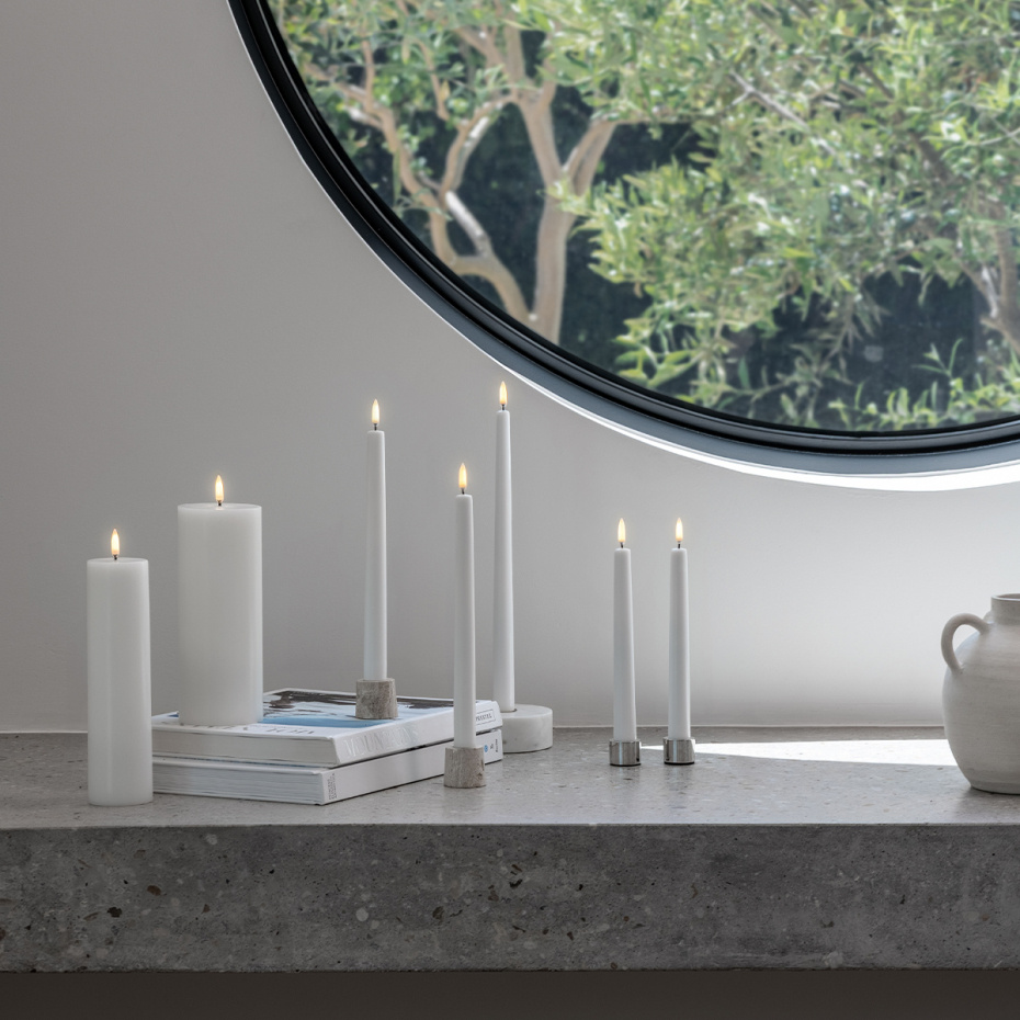 Uyuni Taper LED Candle 32cm Nordic White Smooth 2-Pack