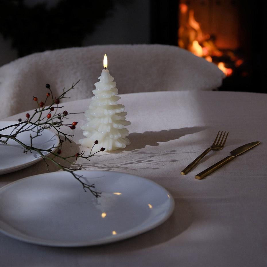 Christmas Tree LED Candle 10x18cm Nordic White
