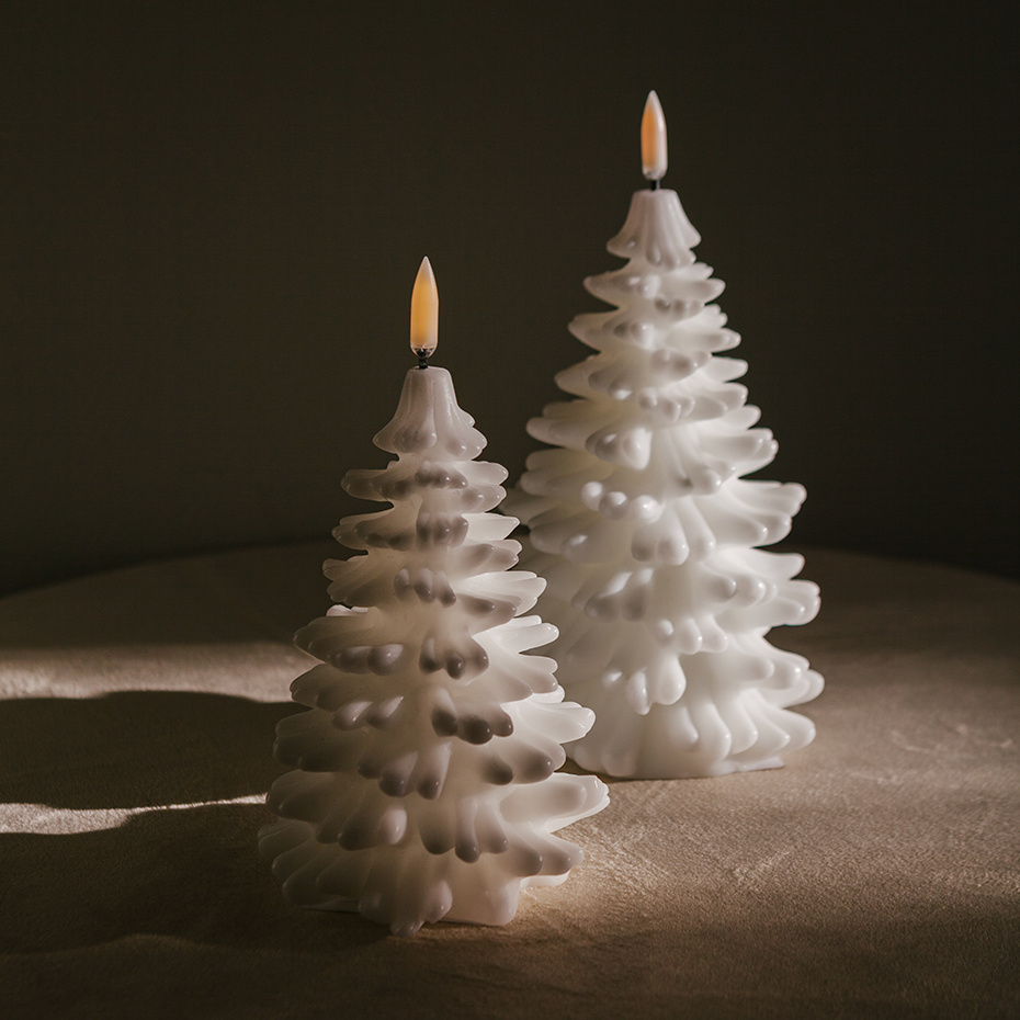 Christmas Tree LED Candle 10x18cm Nordic White