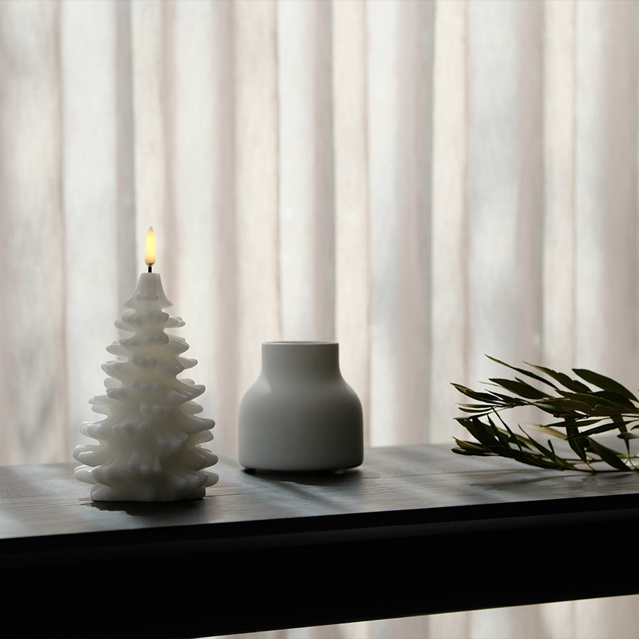 Christmas Tree LED Candle 10x18cm Nordic White