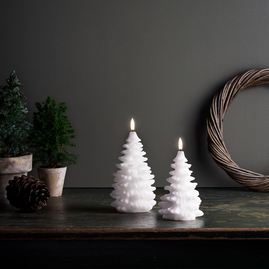Christmas Tree LED Candle 10x18cm Nordic White
