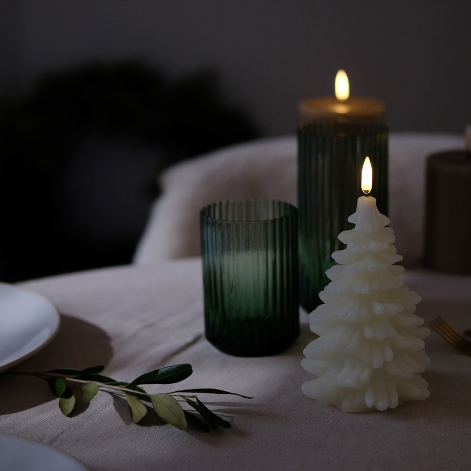 Christmas Tree LED Candle 10x18cm Nordic White