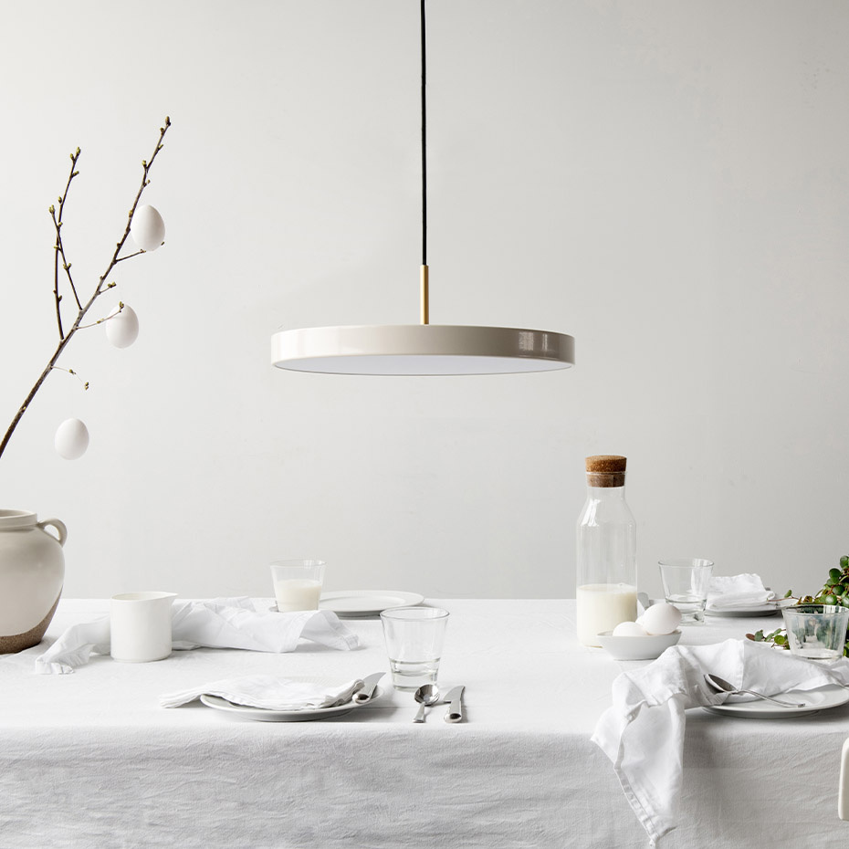 Asteria Plus Pendel Medium Pearl White/Brass