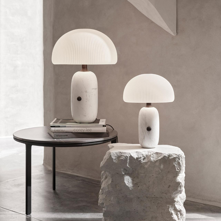 Vipp 591 Sculpture Bordslampa Small White Marble/Opal Glass